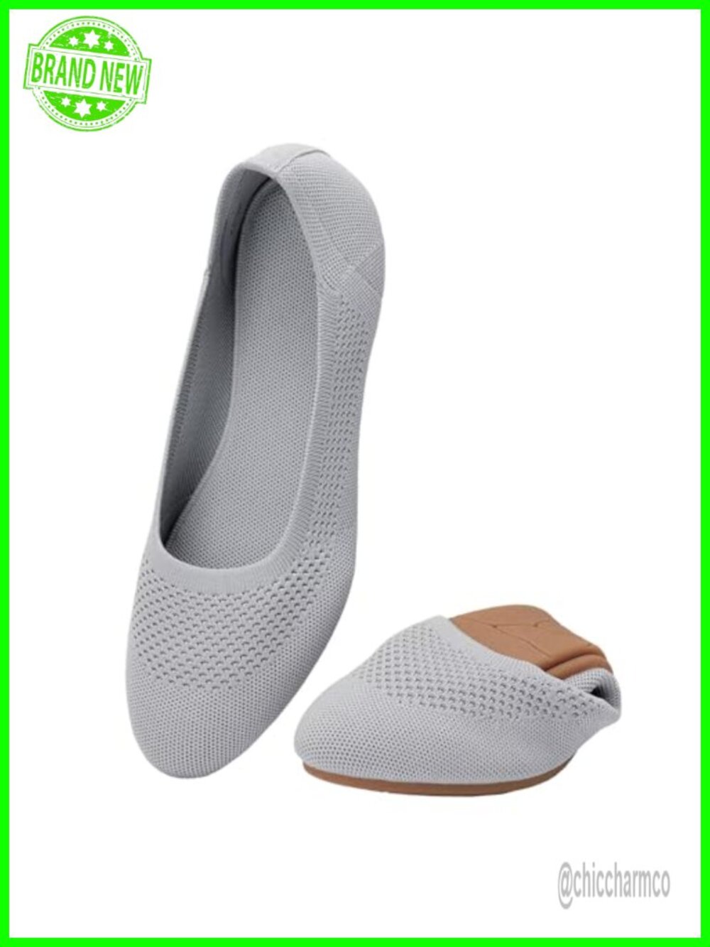 Ballet Flats Slip On Knit Soft Round Toe Dress Shoes